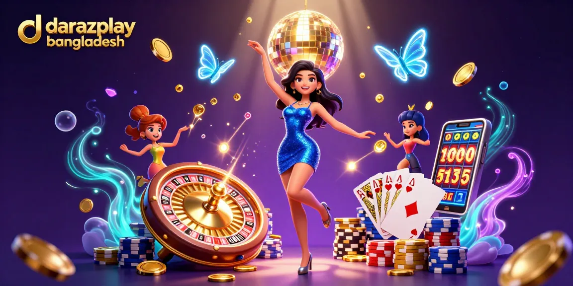 Experience the excitement of darazplay bangladesh with a glamorous casino-themed scene filled with energy and vibrant colors.