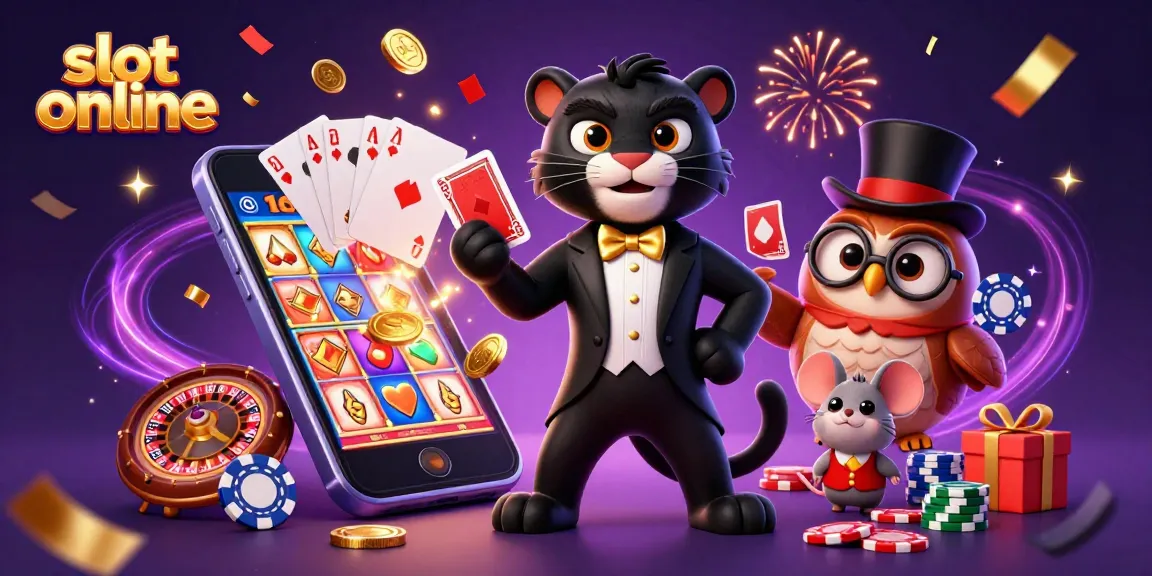 Engage with exciting slot online games featuring stylish characters and vibrant casino elements.