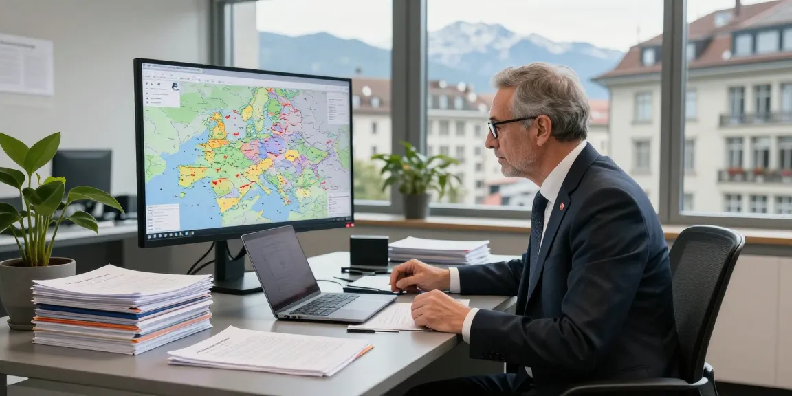 Valken Legal — Swiss law firm: Senior lawyer in Geneva office, professional services, legal documents, and European map.