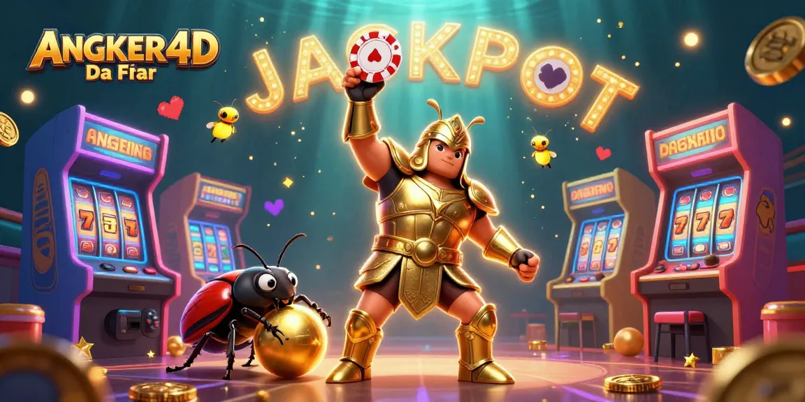 Spin for wins with ANGKER4D Daftar as a beetle raises a poker chip and fireflies spell JACKPOT.