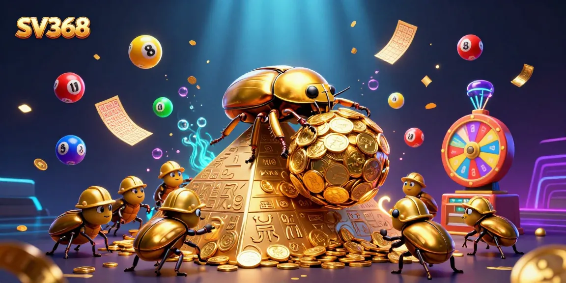 Join the thrilling SV368 experience with golden coins and vibrant lottery elements.