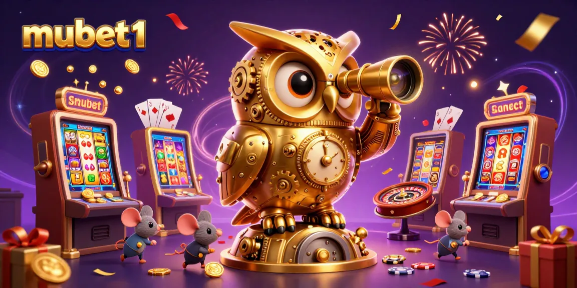 Spin and win at mubet1 with golden coins and vibrant casino action in a colorful 3D scene.