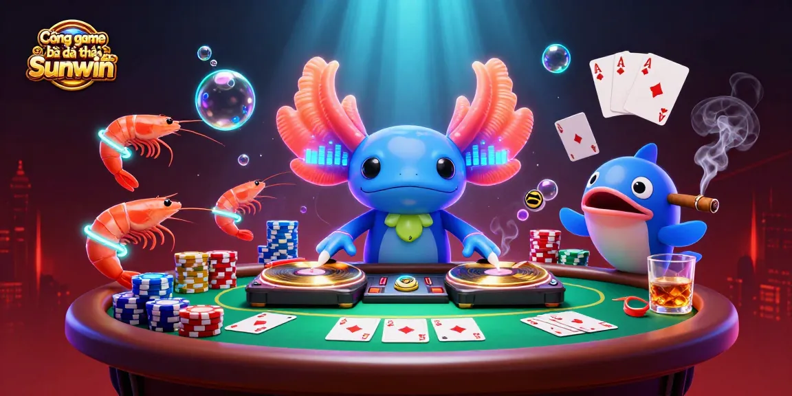 Experience the excitement of Cổng game bài đổi thưởng Sunwin with vibrant characters and dynamic casino elements in 3D.