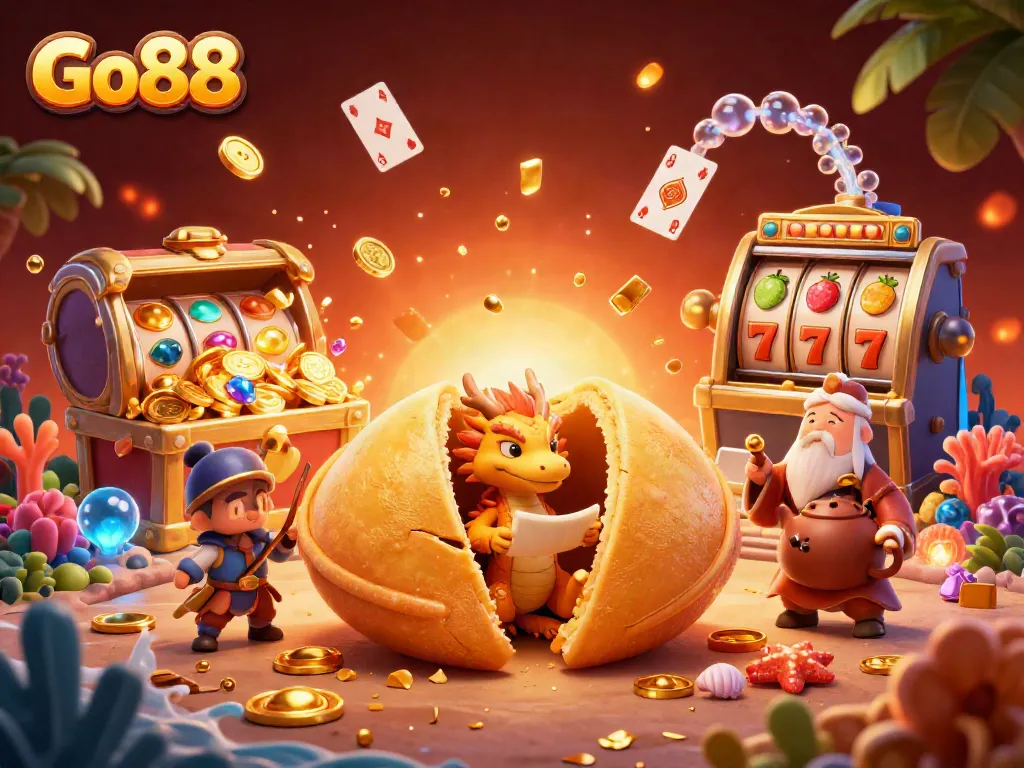 Engage with the vibrant Go88 themed illustration featuring dynamic elements of online gaming.
