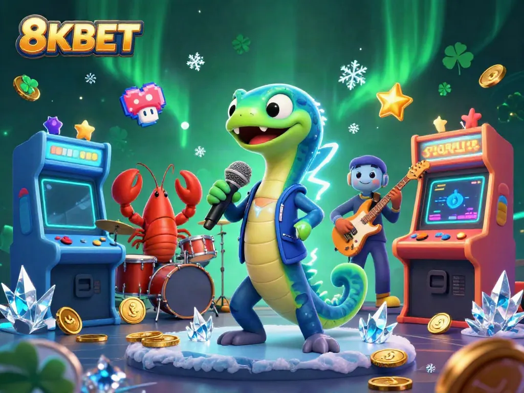 Experience the thrills of 8KBET with an electric eel DJ and vibrant underwater casino atmosphere.