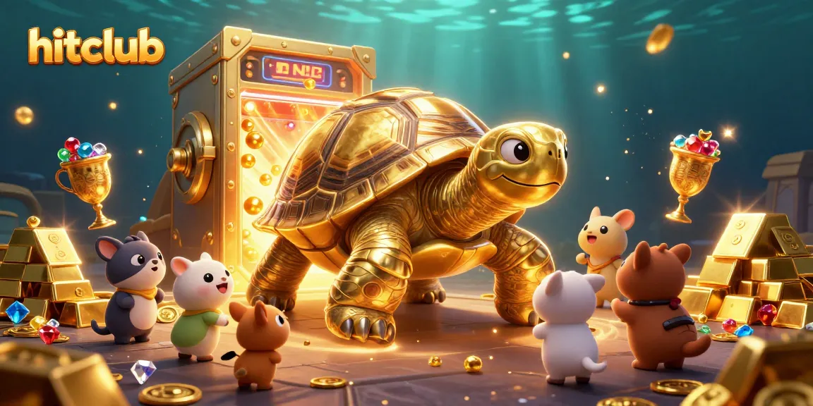 Hitclub players engage in thrilling gambling at a colossal golden tortoise-themed pinball casino