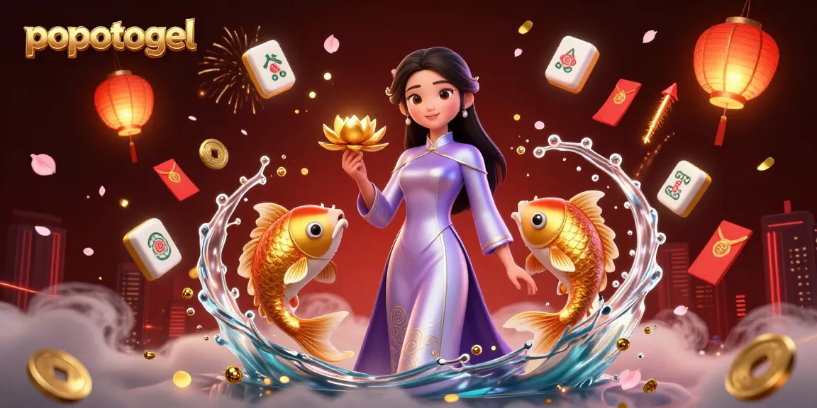 Experience popotogel with a vibrant 3D illustration of gaming excitement and cultural elements.