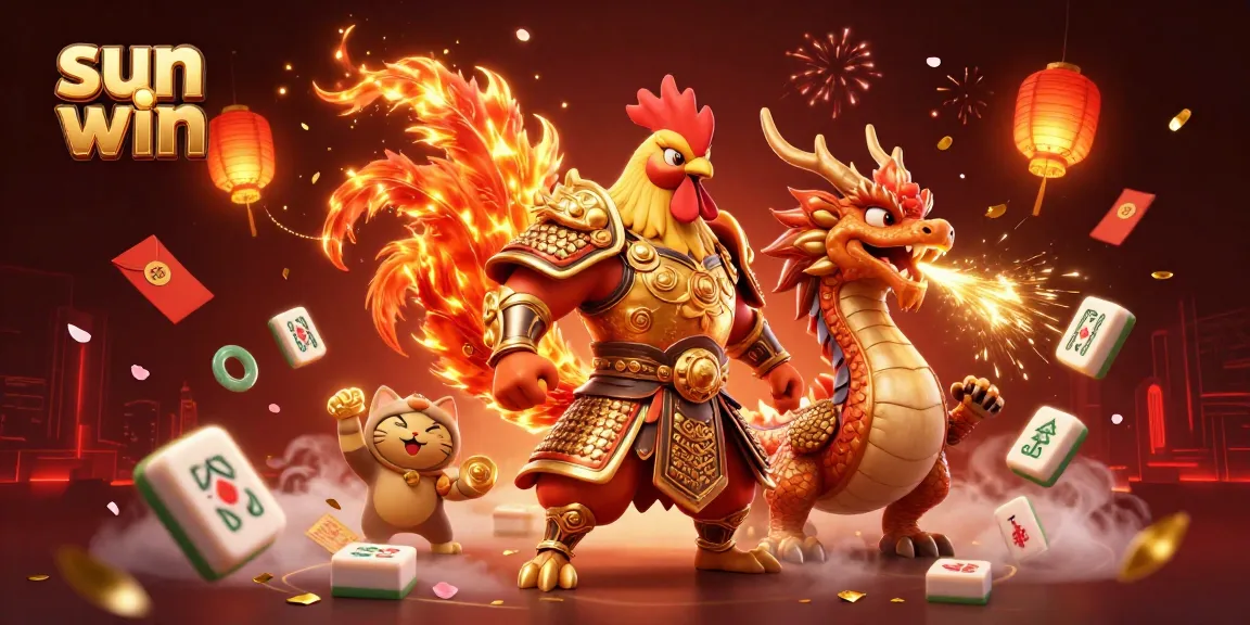 Experience sun win excitement with a dynamic 3D illustration showcasing vibrant gambling elements and energetic characters.