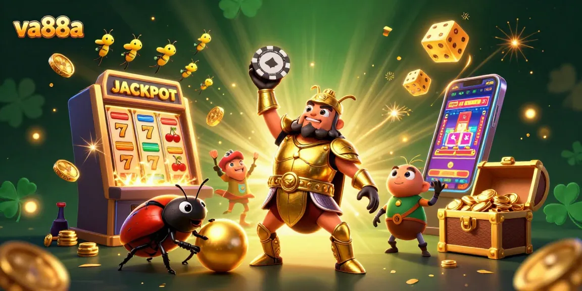 Explore the vibrant casino world of va88a, featuring lucky charms and exciting gaming elements.