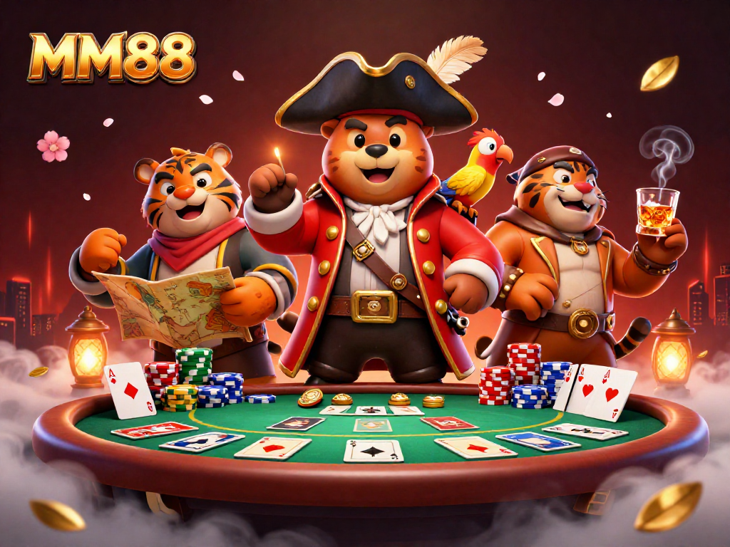 Experience thrilling moments at MM88 with vibrant casino characters and dynamic poker action.