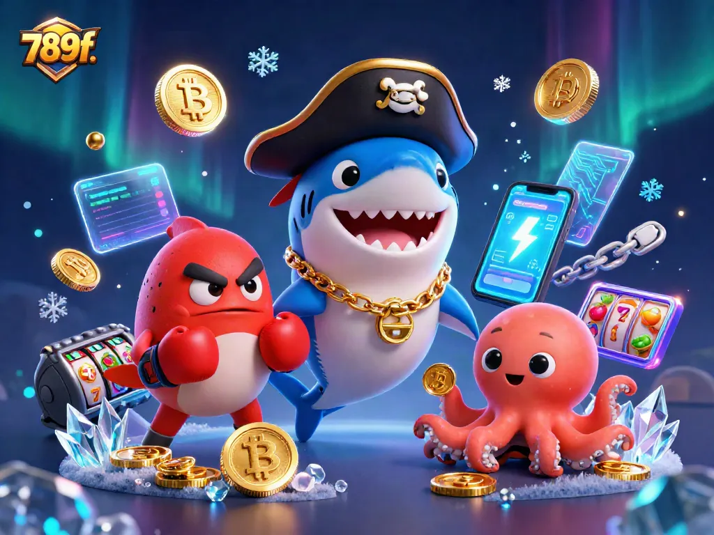 Engage with 789f. as a playful cartoon marine adventure showcases crypto and slot gaming elements.