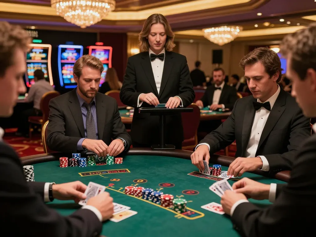 Players enjoy an exciting game of blackjack at the casino with TR88 stakes involved.