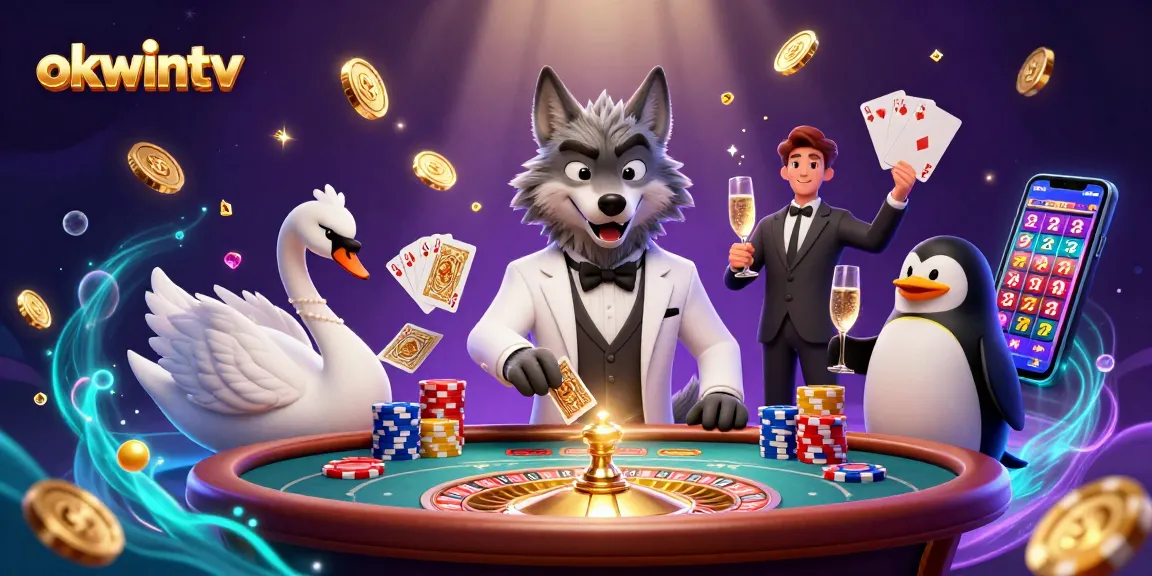 Experience top-notch gambling action with okwintv featuring a debonair wolf at a baccarat table.