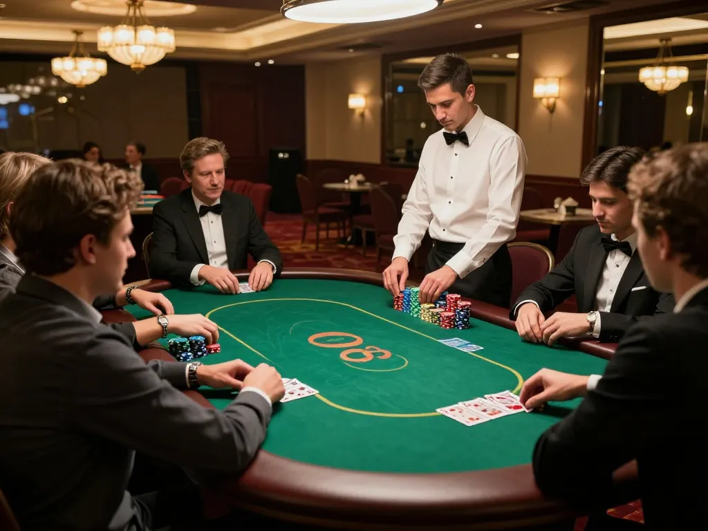 O8 casino players strategizing during intense poker game action.