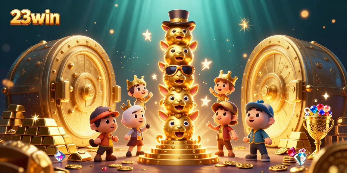 Experience the excitement of 23win with this dynamic 3D casino illustration highlighting vibrant game elements and rich visuals.