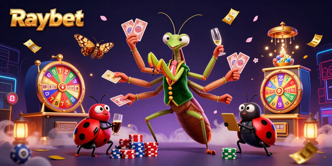 Experience excitement at Raybet with a giant praying mantis card sharp and engaging gambling elements.
