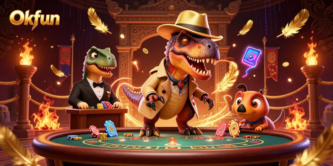 Experience the thrill while playing at Okfun's animated blackjack table with colorful characters.