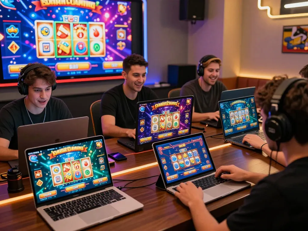 Players enjoying a thrilling gaming experience with RR88's diverse casino games on multiple devices.