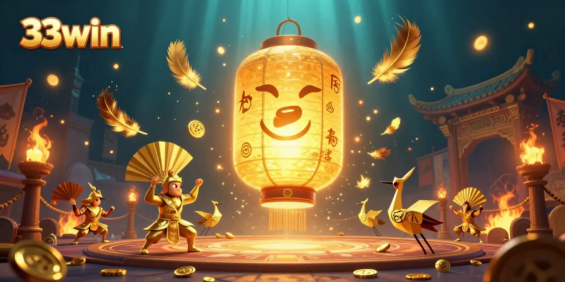 Engage with 33win in a vibrant online casino scene featuring dynamic characters amidst golden tokens and casino elements.
