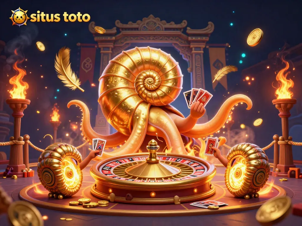Experience the excitement of situs toto in a vibrant casino setting with ancient creatures and dynamic elements.