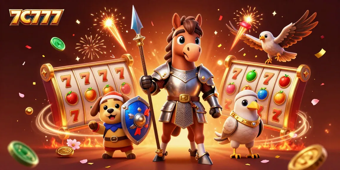 Engage with the thrilling 7C777 slots experience featuring vibrant characters and festive elements