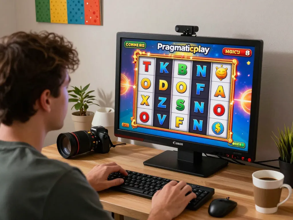 Engaging Pragmaticplay player celebrating a major slot win on a vibrant online casino interface.