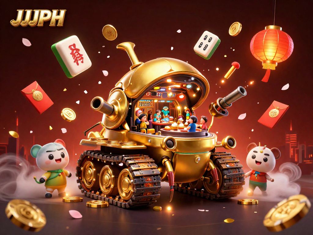Engage with JJJPH in this dynamic 3D casino illustration featuring unique gambling elements.