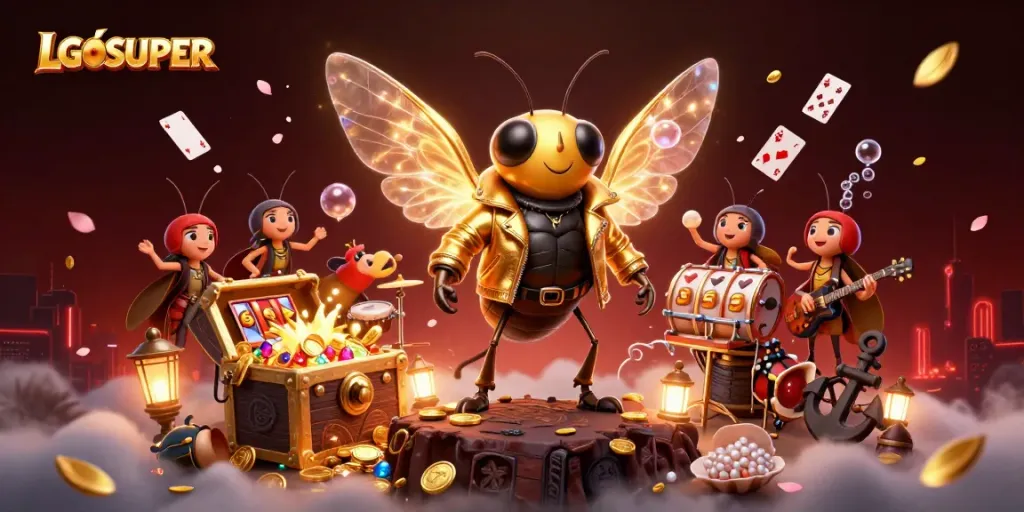Engage with LGOSUPER's vibrant 3D casino scene featuring games and rich visuals for immersive play.