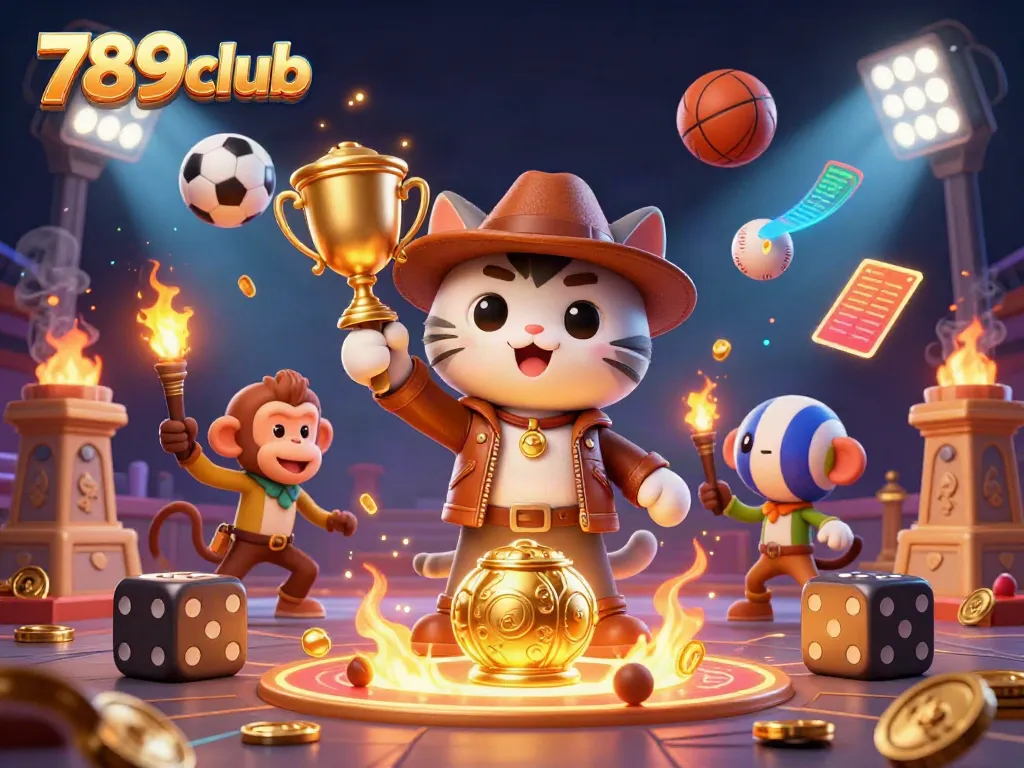 Engage in thrilling games at 789club with dynamic sports elements and vibrant 3D illustration.