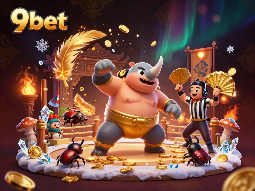 Experience thrilling action in a vibrant 9bet online gaming scene with a sumo champion beetle.