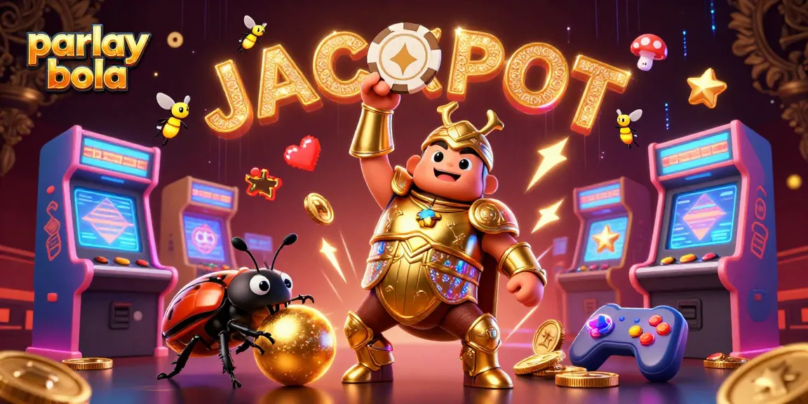 Experience thrilling parlay bola action with a dynamic casino illustration featuring gaming elements.