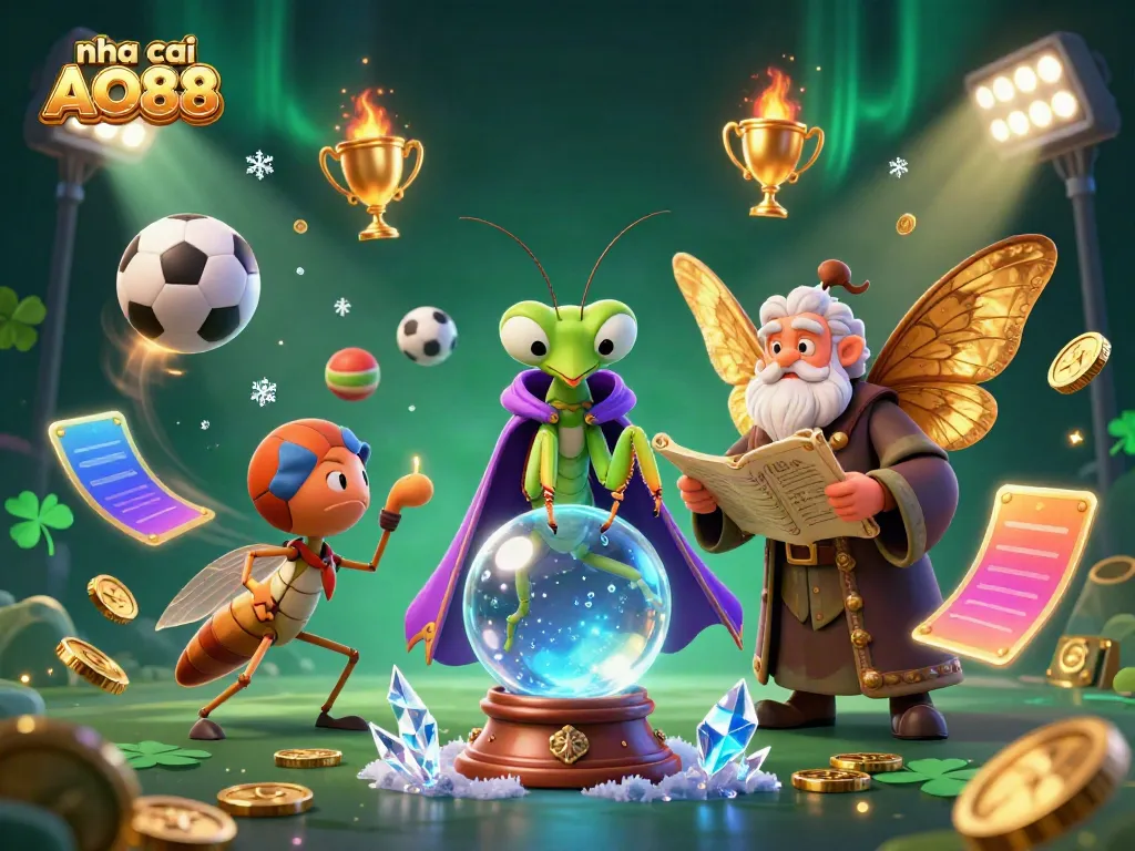 Experience the magic of nha cai AO88 with a vibrant 3D casino scene featuring dynamic sports betting elements.