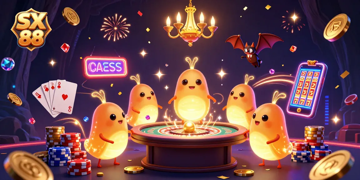 SX 88 illuminates a vibrant casino scene with glowworms and a bat dealer amidst dynamic game elements.