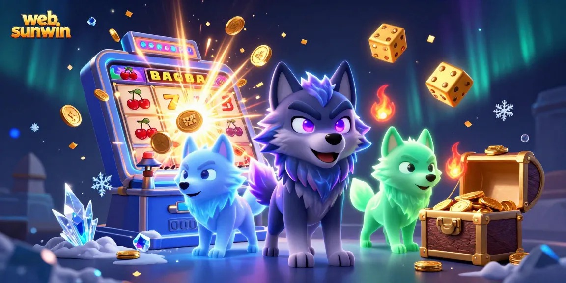 Try your luck with web sunwin's vibrant slots and ghostly wolves in a mesmerizing casino scene.