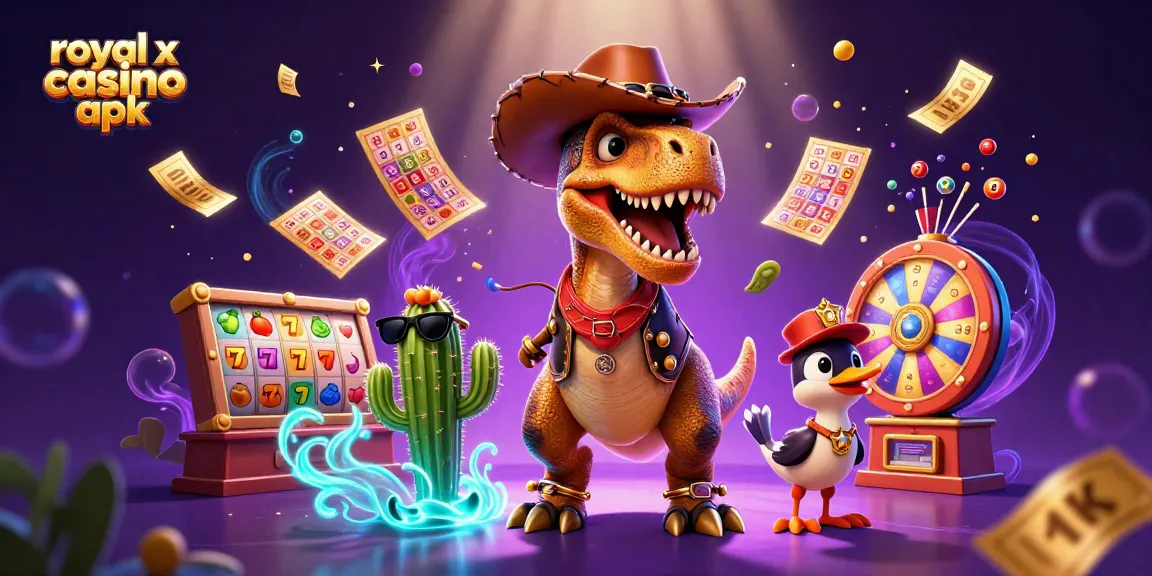 Engage with royal x casino apk in this exciting 3D scene featuring captivating slot game elements and vibrant characters.