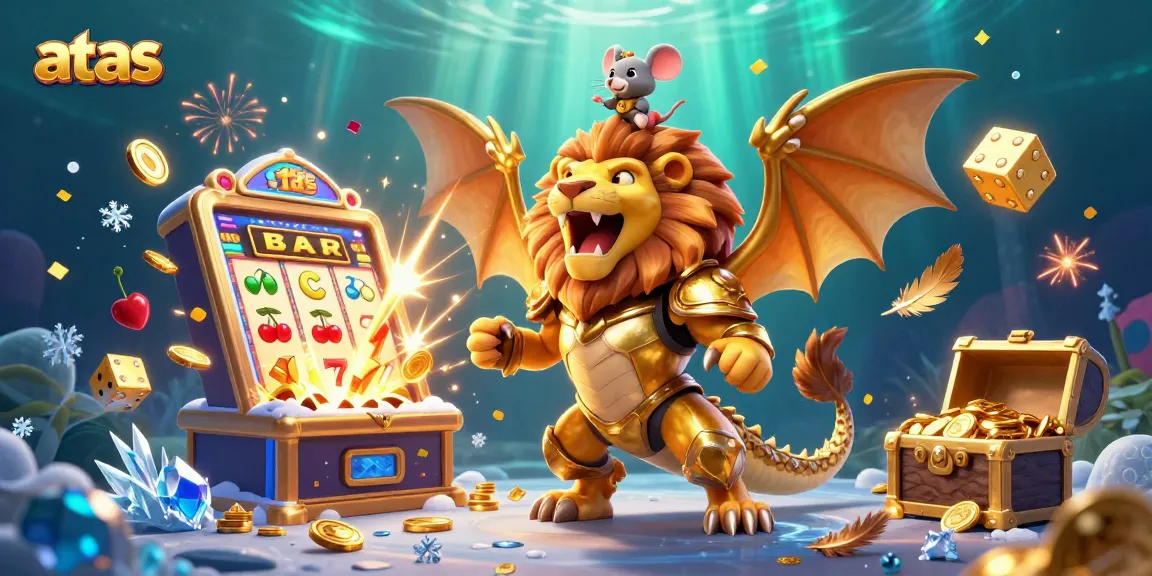 Win big at ATAS Casino with thrilling games and vibrant 3D characters in a dynamic slot scene.