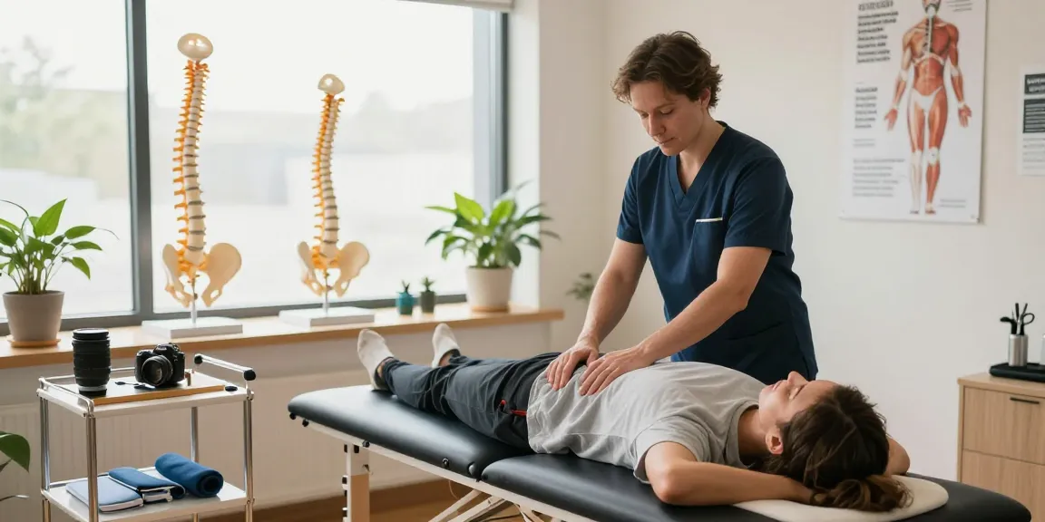 Sydney chiropractic treatment with chiropractor assisting patient in a warm, welcoming clinic.