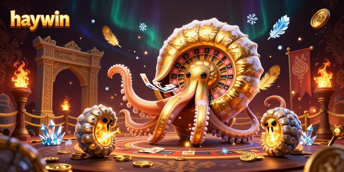 Experience exciting gameplay at haywin with a vibrant 3D illustration of a nautilus roulette wheel surrounded by gaming elements.