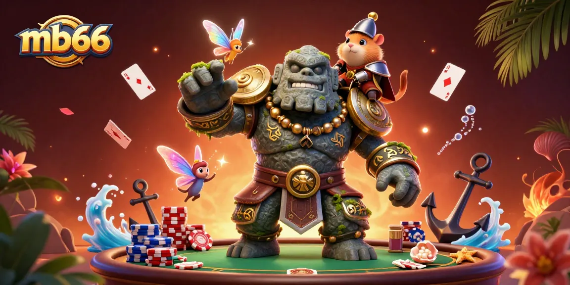 Experience thrilling poker action at mb66 with a vibrant scene featuring magical characters and dynamic game elements.