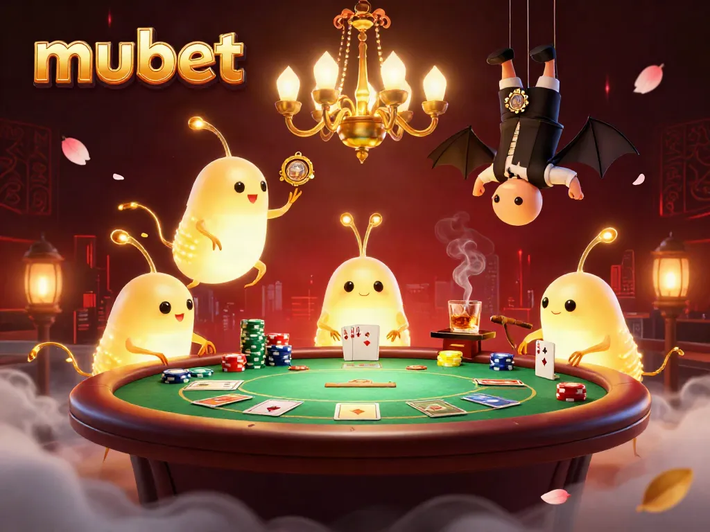 Experience the vibrant mubet casino with glowworms illuminating a poker game
