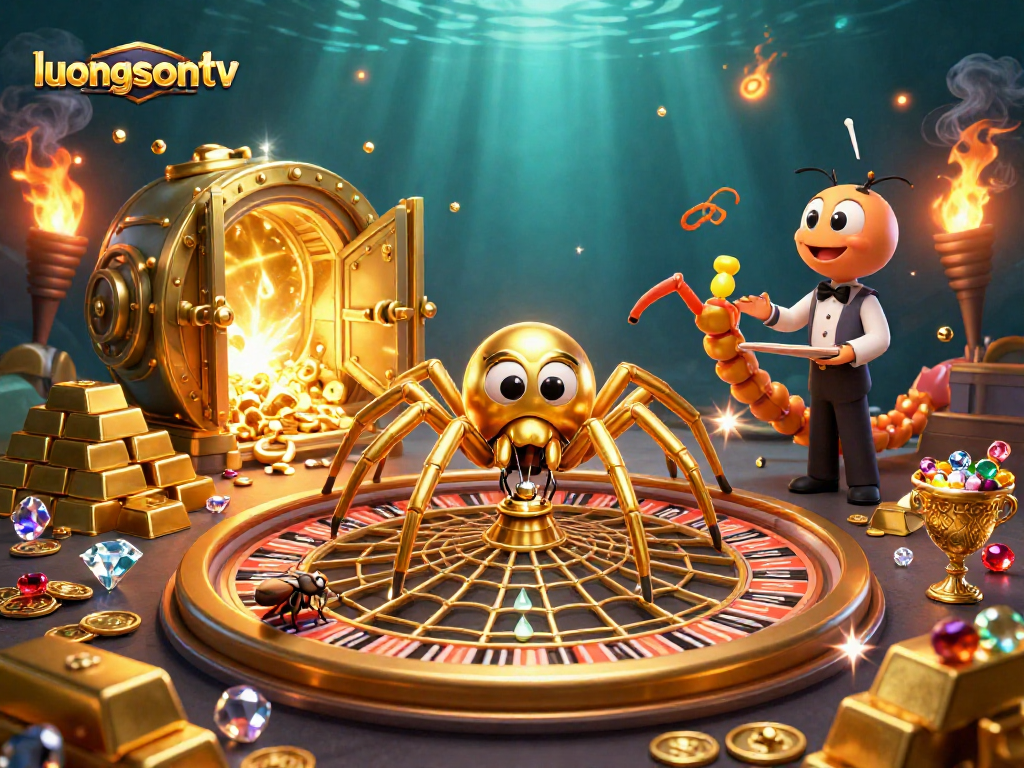 luongsontv offers a dynamic roulette wheel experience in a vibrant 3D illustration of gaming action and excitement