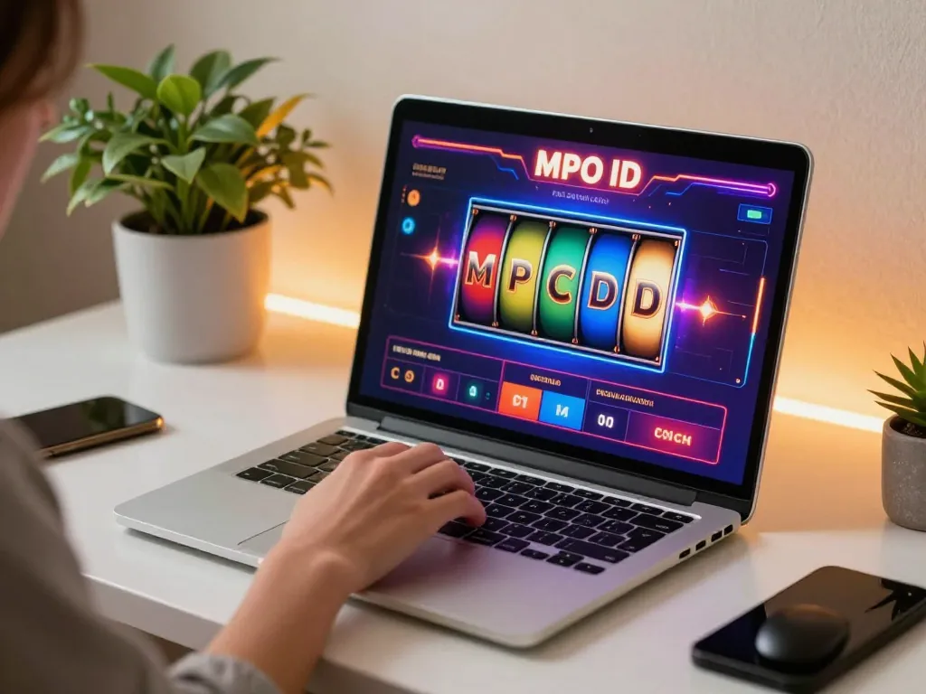 Experience dynamic online gaming with MPO ID interface brightly illuminated on laptop screen.