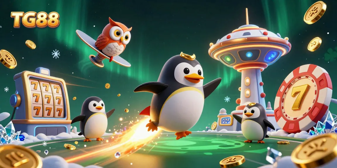 Experience winning thrills with TG88, featuring a 3D penguin in a casino-themed space adventure