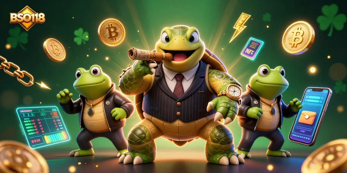 Experience thrilling gameplay with BSO118's unique crypto casino featuring a mobster turtle and bullfrogs.