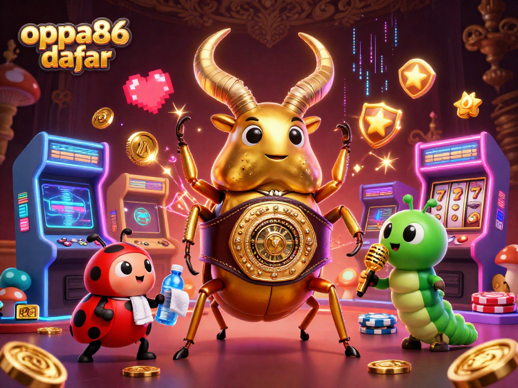Join oppa86 daftar in a dynamic casino-themed showdown featuring colorful slots and energetic gameplay.