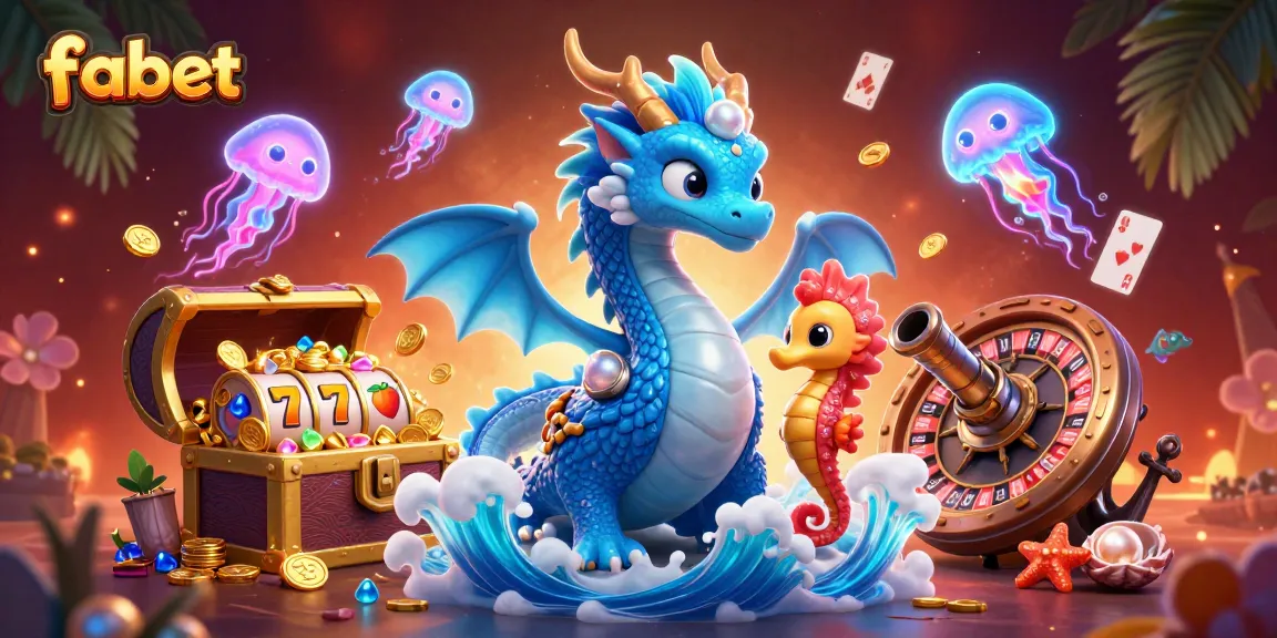 Engage with fabet's immersive casino adventure featuring a vibrant 3D underwater dragon scene.