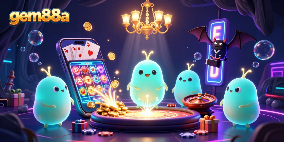 Experience gem88a's casino magic with glowworms and games illuminating the scene.