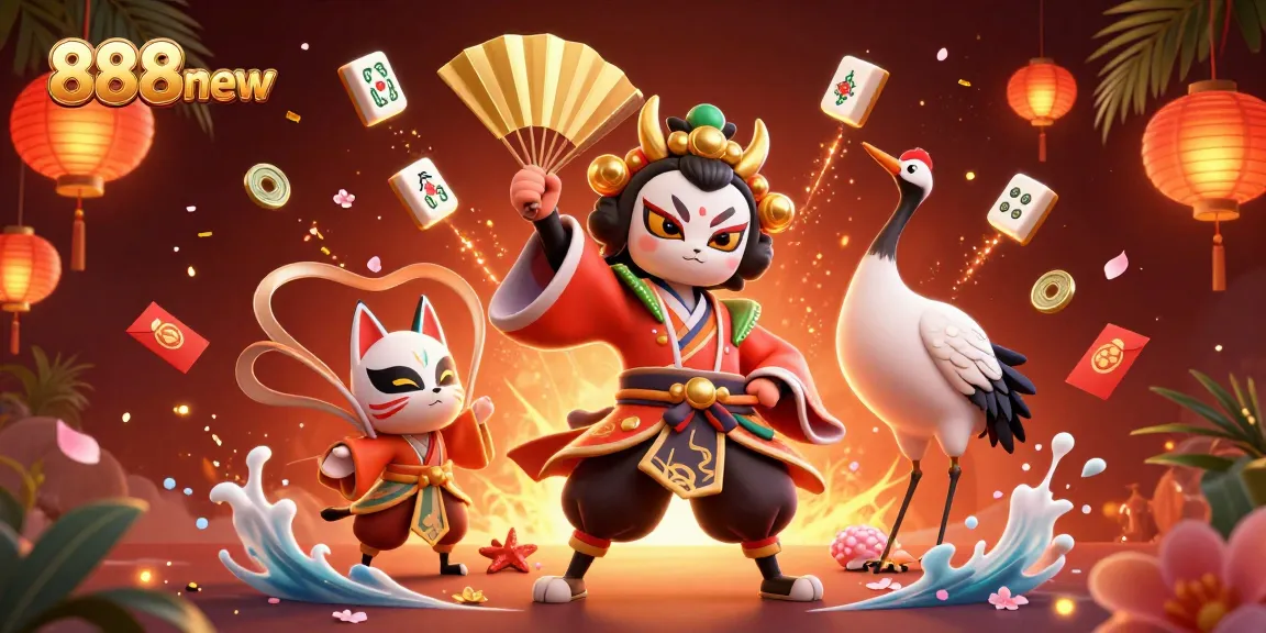Experience the thrill of 888new with vibrant visuals of slot games and captivating characters.