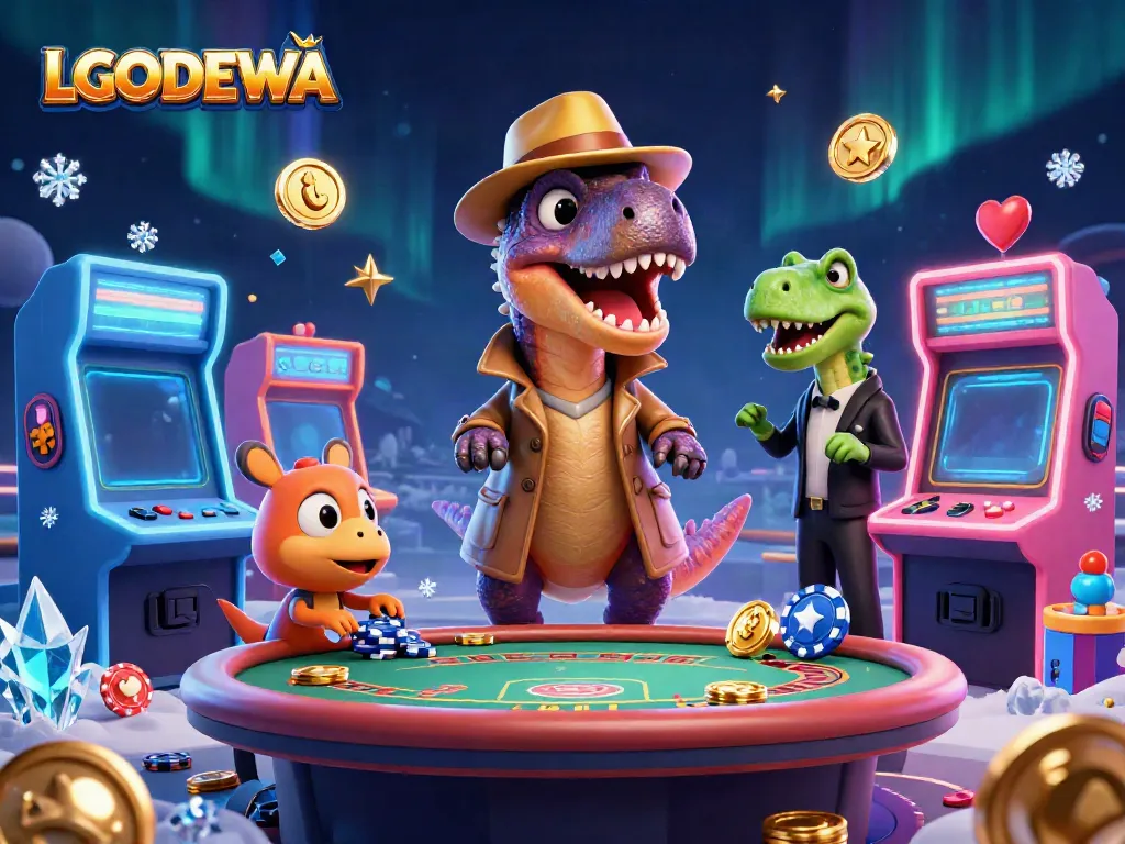 Experience the excitement of LGODEWA as a clever velociraptor tries to fit in at the blackjack table.