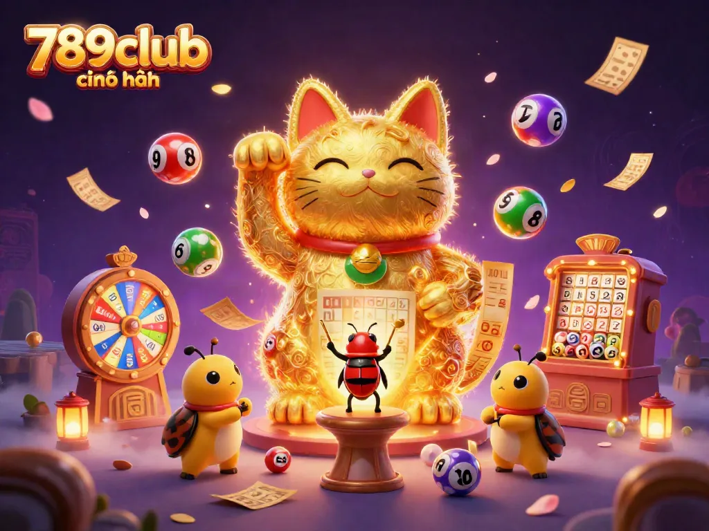 Wager and win with 789club chính hãng, featuring a dynamic casino scene with lucky symbols and vibrant elements.
